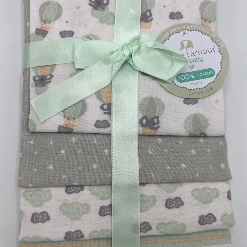 100% COTTON 4 PACK RECEIVING BLANKETS - Picture 6 of 9